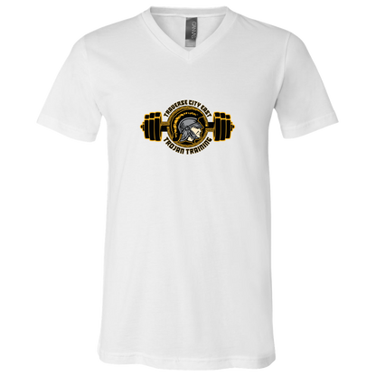 tc-trojans-ems-training-logo-bella-canvas-unisex-jersey-ss-v-neck-t-shirt — White — Front — source sha256 3319fbc335af830308f64069f8ad74fc8cddbb57533145567f3df99d344172b3 — Color position 1