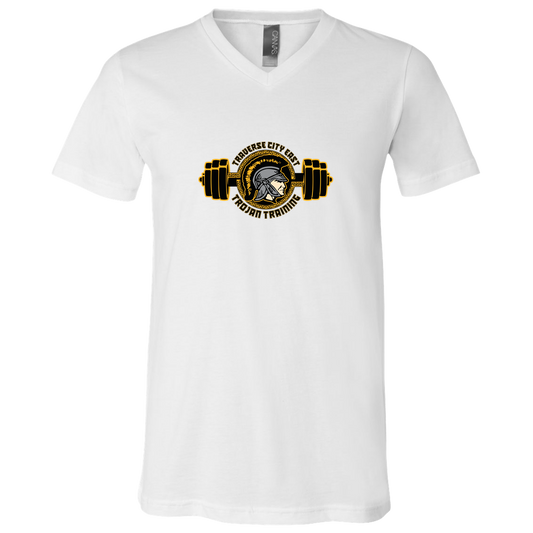 tc-trojans-ems-training-logo-bella-canvas-unisex-jersey-ss-v-neck-t-shirt — White — Front — source sha256 3319fbc335af830308f64069f8ad74fc8cddbb57533145567f3df99d344172b3 — Color position 1