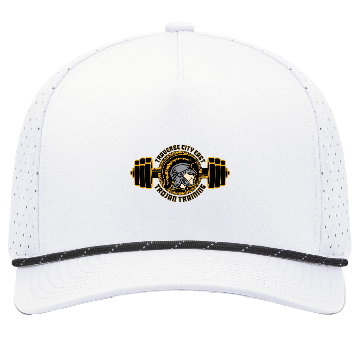 tc-trojans-ems-training-logo-pacific-headwear-weekender-perforated-snapback-cap — White/Black — Front — source sha256 3899eeda93b224b30b0e636aa4b27b4ec1b55fc64f47f5e668a4ebef055e55dc — Color position 7