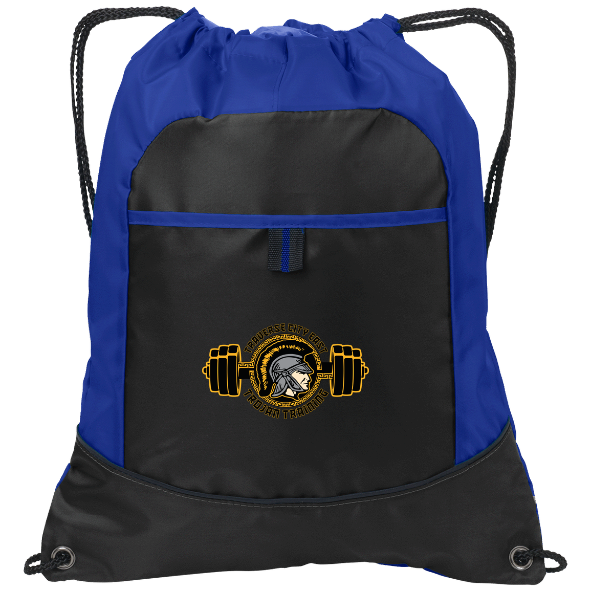 tc-trojans-ems-training-logo-port-authority-pocket-cinch-pack — Black/Hyper Blue — Front — source sha256 3aadd79aaf67b592bed549b456983460a556911f56c0671aaeec60beddd86ae2 — Color position 1