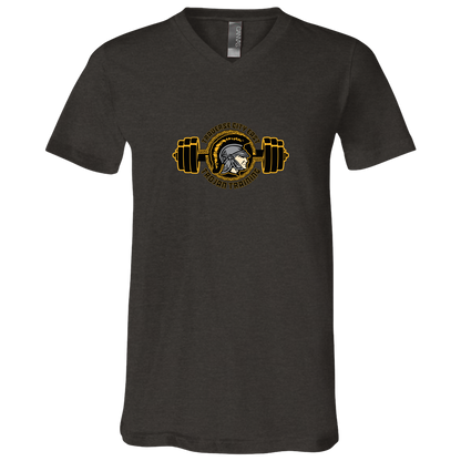 tc-trojans-ems-training-logo-bella-canvas-unisex-jersey-ss-v-neck-t-shirt — Dark Grey Heather — Front — source sha256 4a9be8bc2cbb0b4e3de4384343b6b860b19431a2fac737031b889fb0a9b87bc3 — Color position 3