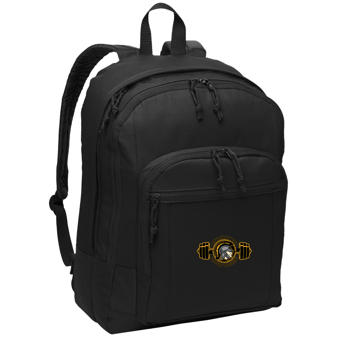 tc-trojans-ems-training-logo-port-authority-basic-backpack — Black — Front — source sha256 517f19e51b15400160a821e9ba78b8c9f3e8c6fe5e36965054dfb1388934e885 — Color position 1