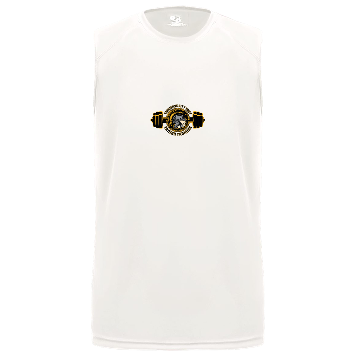 tc-trojans-ems-training-logo-badger-b-core-sleeveless-performance-tee — White — Front — source sha256 5ec1d8d8d121681eef414666d1d0fe87cfd4a7f6cab853e17395cf12dcb26344 — Color position 4