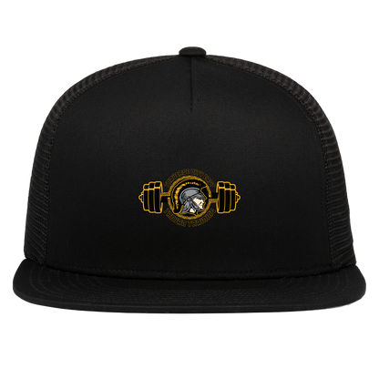 tc-trojans-ems-training-logo-pacific-headwear-d-series-5-panel-trucker-snapback-cap — Black — Front — source sha256 95c8ad2b670aeb74b1919ff1155fbdc5c697703a17a615f8e0cb8935bbc5301c — Color position 1
