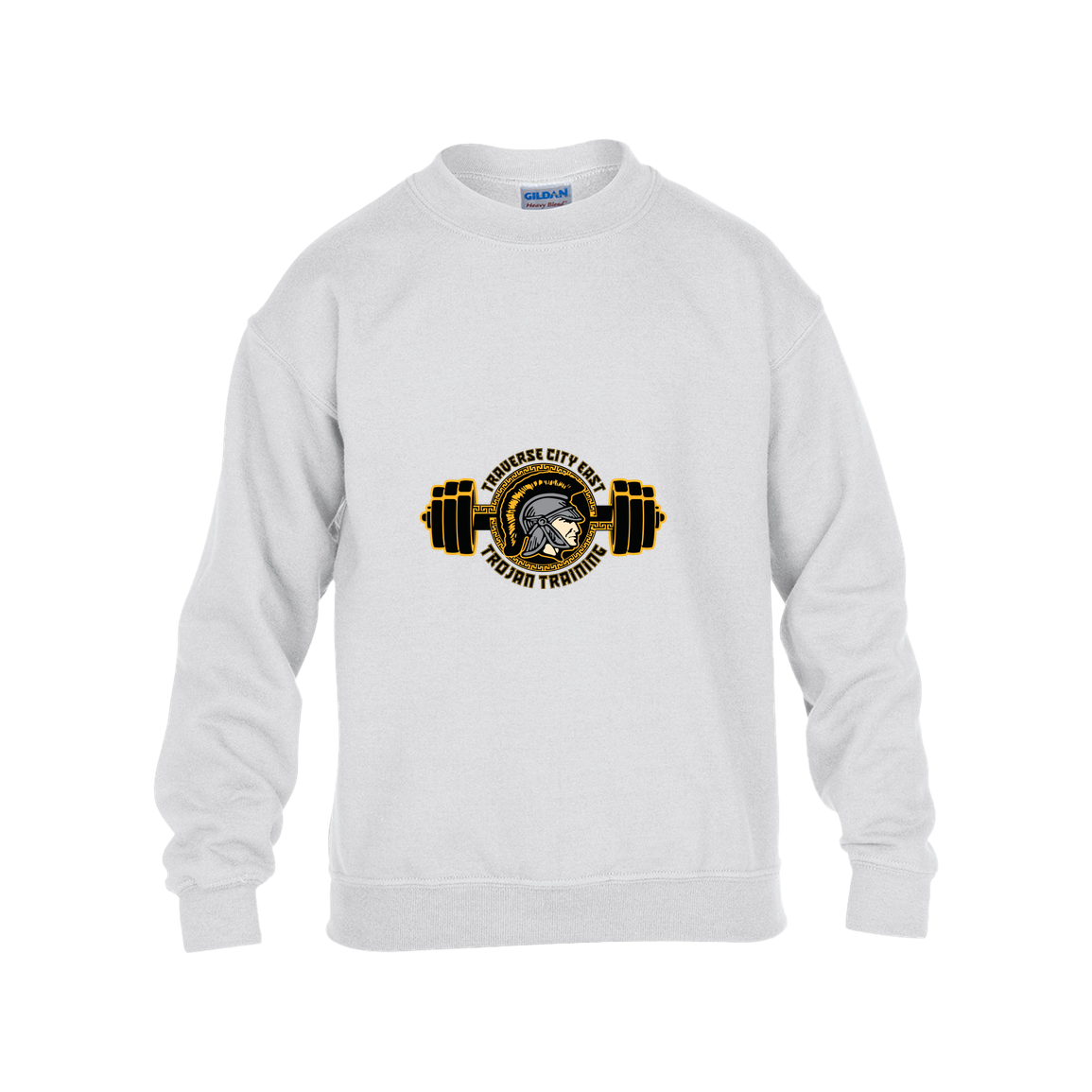 tc-trojans-ems-training-logo-gildan-kids-heavy-blend-fleece-crew — White — Front — source sha256 9be5a5cdcc3c83f12d88885122cfb3057b832ec40cc59e94abd024abb89d3dba — Color position 4