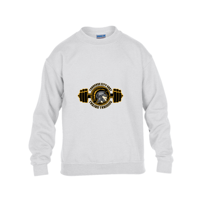 tc-trojans-ems-training-logo-gildan-kids-heavy-blend-fleece-crew — White — Front — source sha256 9be5a5cdcc3c83f12d88885122cfb3057b832ec40cc59e94abd024abb89d3dba — Color position 4