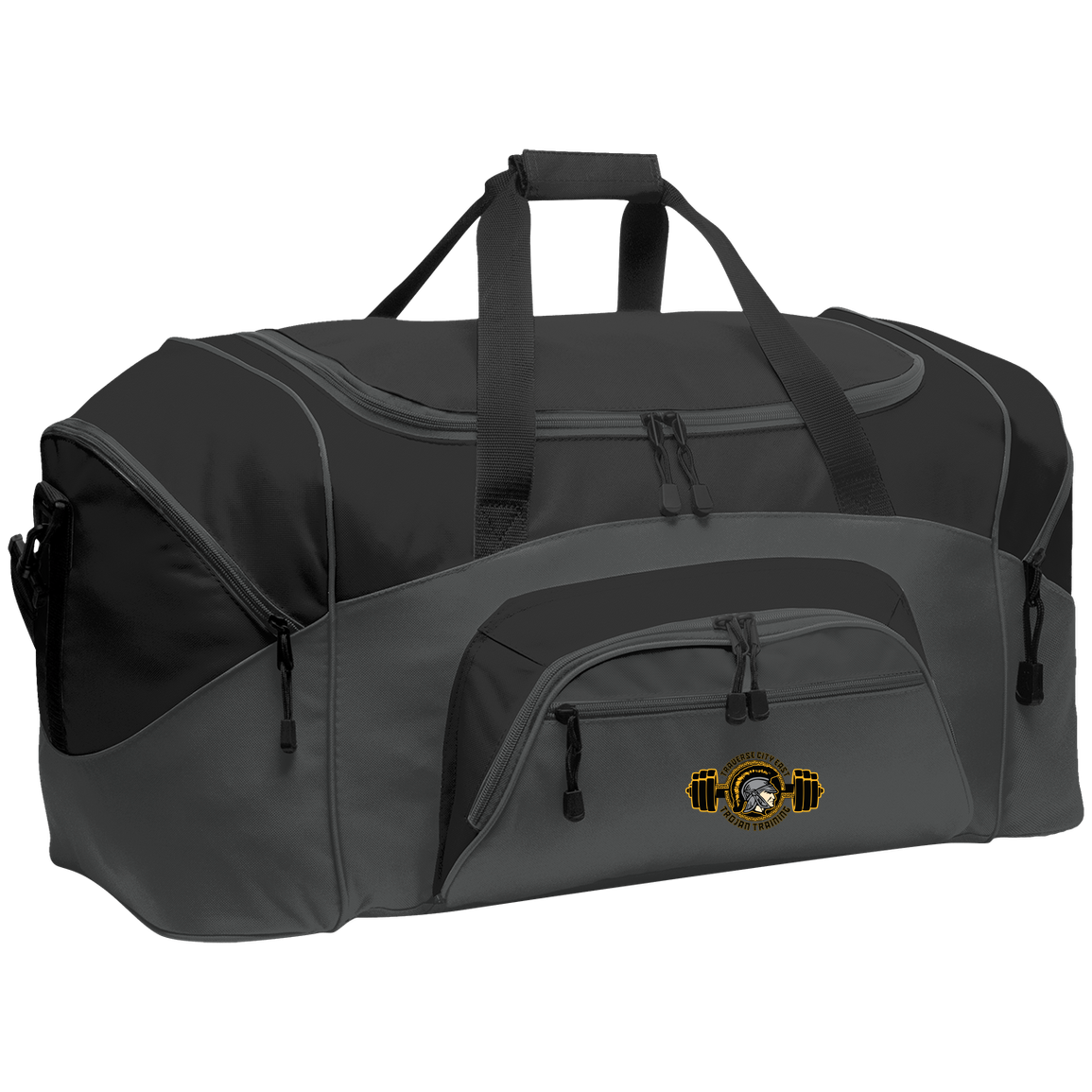 tc-trojans-ems-training-logo-port-company-sport-duffel — Dark Charcoal/Black — Front — source sha256 a2e72d34b424961d2af56efbbe18b0c574ba7acad577dda9a72736e5f3a242bf — Color position 2