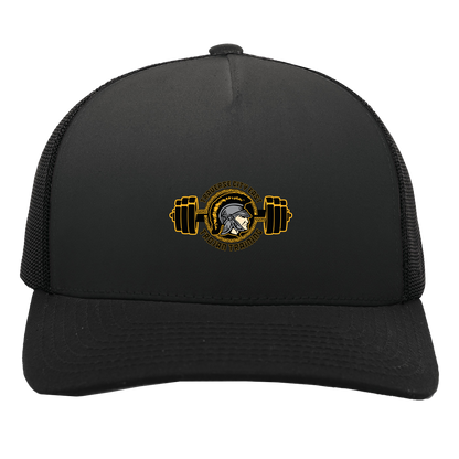 tc-trojans-ems-training-logo-pacific-headwear-5-panel-trucker-snapback-cap — Black/Black — Front — source sha256 a71401b6e138e7f1c9a32a9411e230c4832e52fc4323ff76866832a5debf4871 — Color position 3