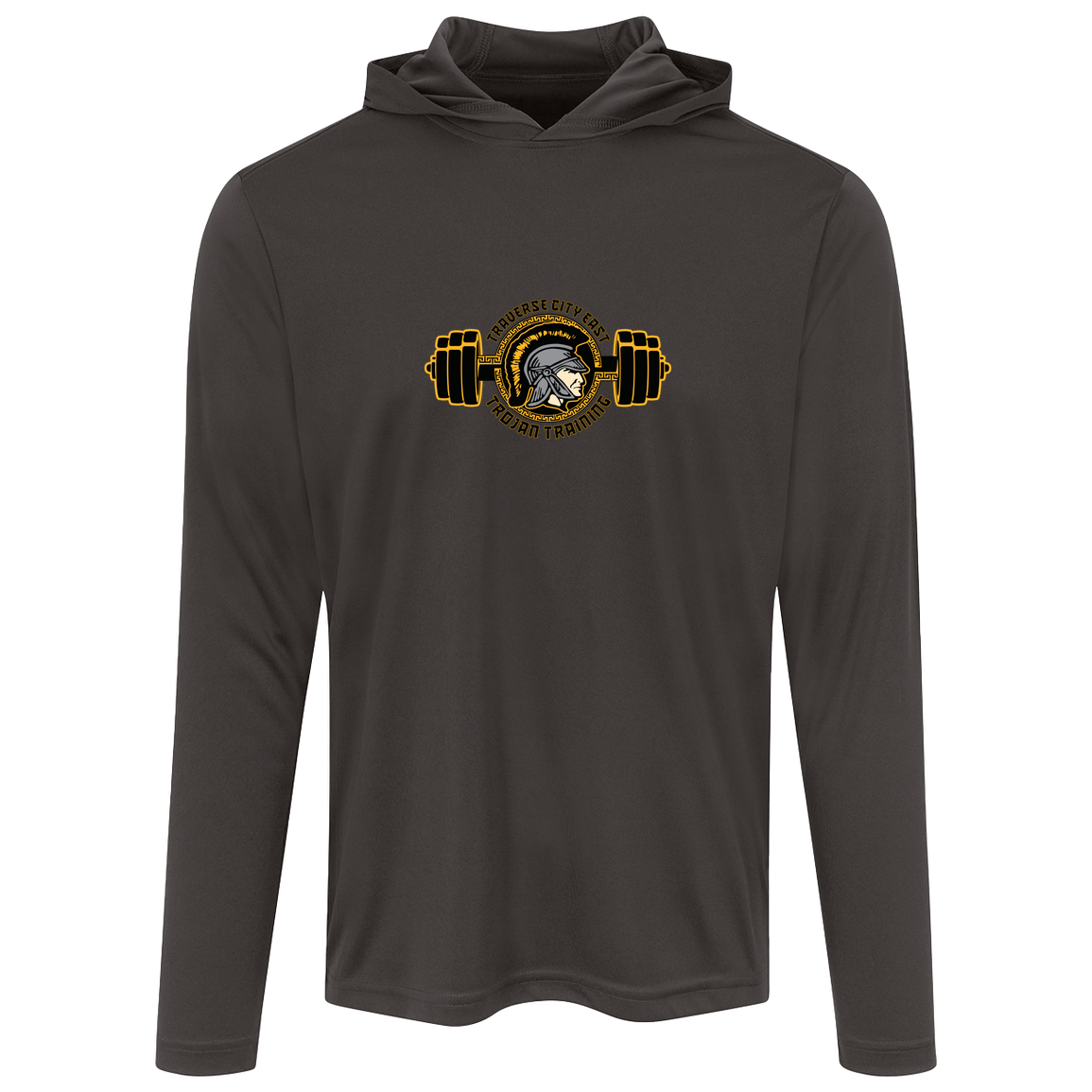 tc-trojans-ems-training-logo-sport-tek-mens-competitor-hooded-tee — Iron Grey — Front — source sha256 baff34d1113f3fd5e30642483fcf4abf51f597245c16ae0adce4cc579a68b701 — Color position 2