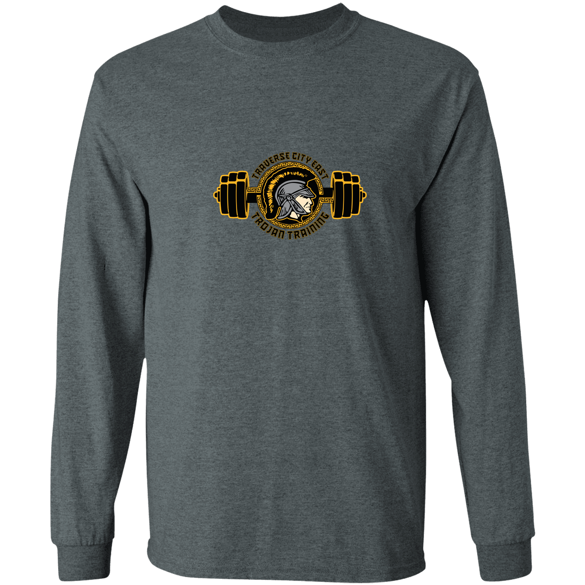 tc-trojans-ems-training-logo-gildan-ls-t-shirt-5-3-oz — Dark Heather — Front — source sha256 d866cdbe4da80c8b6acf5f9967f09dd270ba8e5ce7dad9a0e04c5ee50c41fb73 — Color position 2