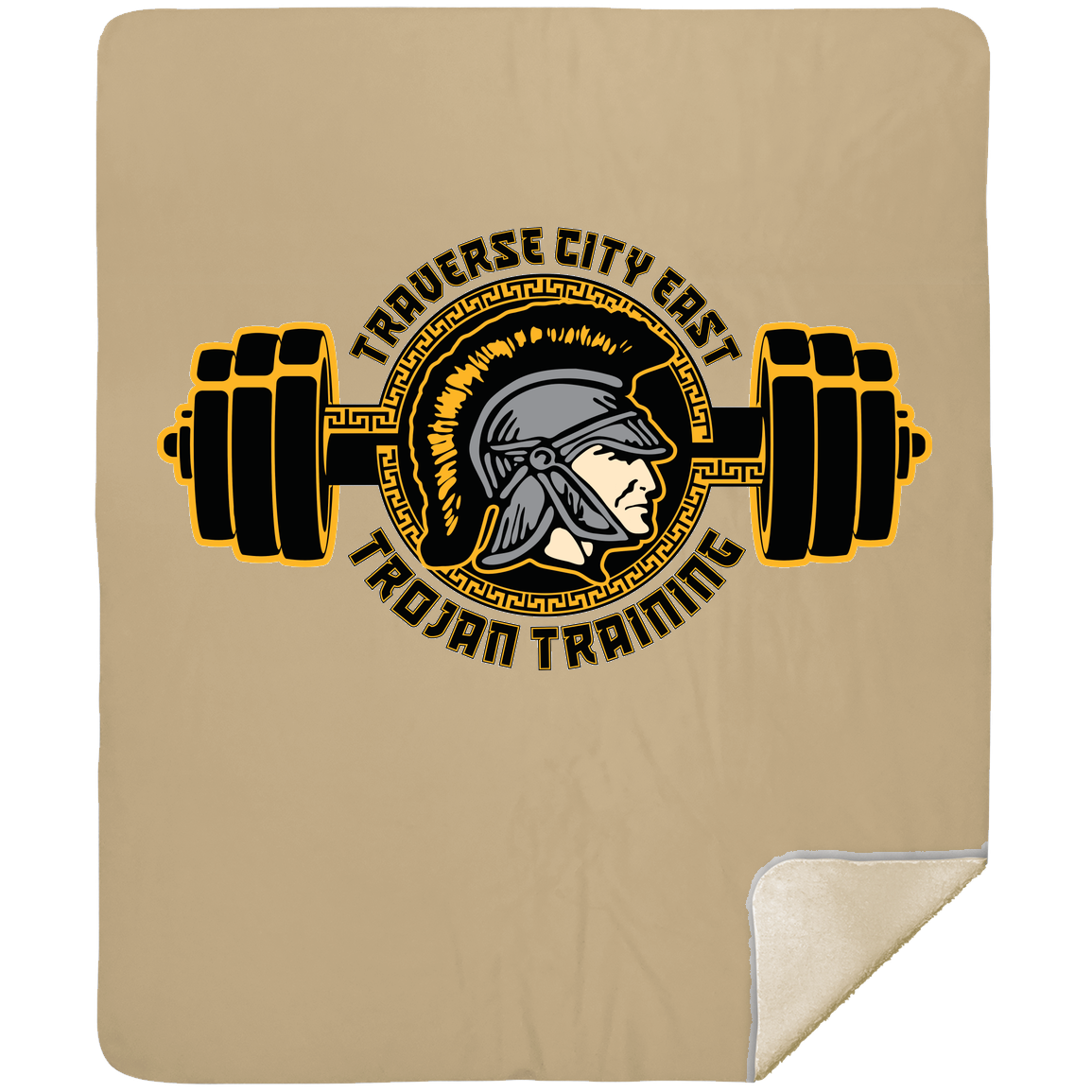 tc-trojans-ems-training-logo-mshm-premium-sherpa-blanket-50x60 — Tan — Front — source sha256 e694c07a67e076a34416c9274d4466d79210c041c47c49aa26286497e4bfbabb — Color position 5