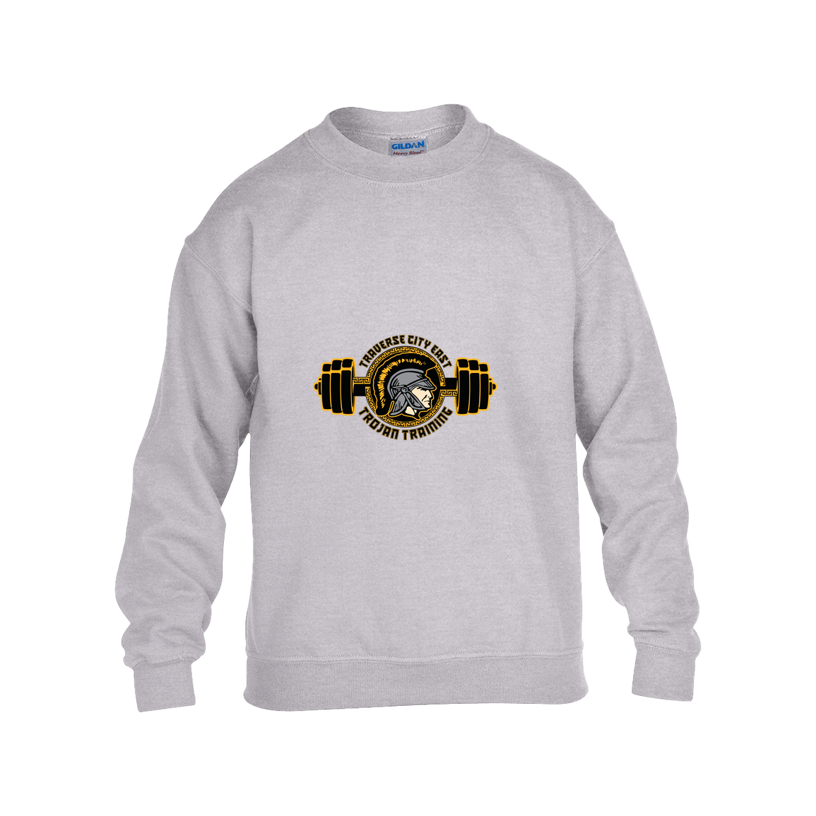 tc-trojans-ems-training-logo-gildan-kids-heavy-blend-fleece-crew — Grey — Front — source sha256 fb4fdecebdb0b9b3745c2c1f6eccc7eadce8b63e14353e8423fd513624c7b87d — Color position 3