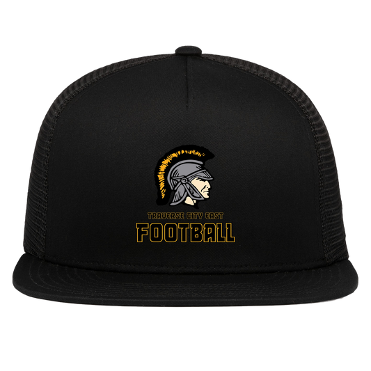tc-trojans-football-basic-pacific-headwear-d-series-5-panel-trucker-snapback-cap — Black — Front — source sha256 18bdaf1c52714f49c9db54ddd33ad46889eec2f3f6ba443f30a1a0584a670f69 — Color position 1