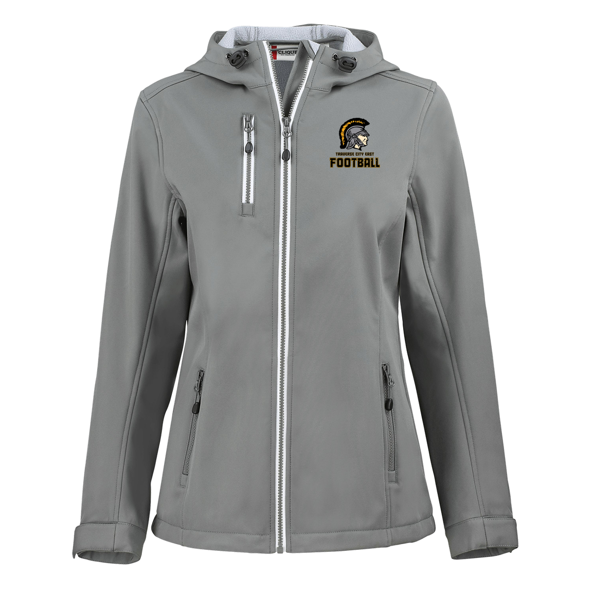 tc-trojans-football-basic-clique-womens-eco-stretch-softshell-jacket — Slate — Front — source sha256 2a5e966dccf112d64871cbb39234ccf173f615c392bd37fdc6f7e954fa80fb78 — Color position 2