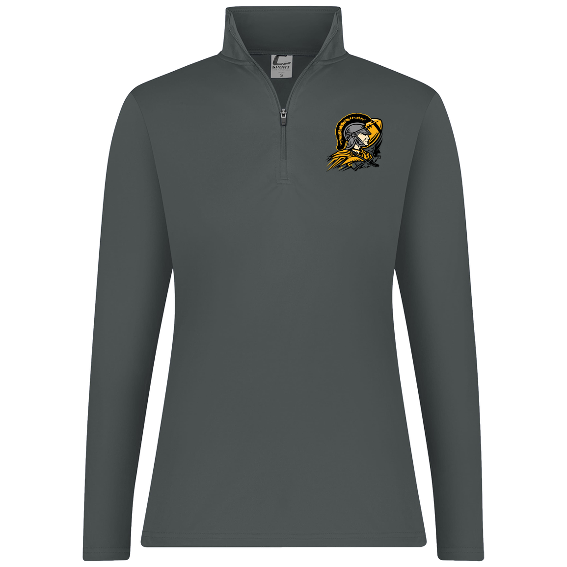 tc-trojans-football-graphic-v2-c2-womens-1-4-zip-pullover — Graphite — Front — source sha256 1a04d6f22b223716ee3eecb7ccb8b7eb55d9818346a1aea4f0b1668ac33824da — Color position 4