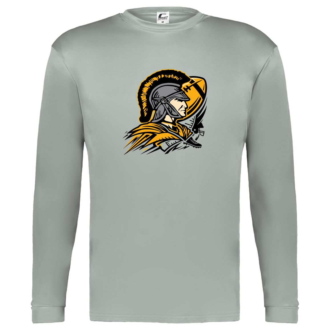 tc-trojans-football-graphic-v2-c2-kids-performance-long-sleeve-tee — Silver — Front — source sha256 464159f1d2191090dff4d569e8fac12aef5184890e0b28b43b5cd5012c416117 — Color position 3