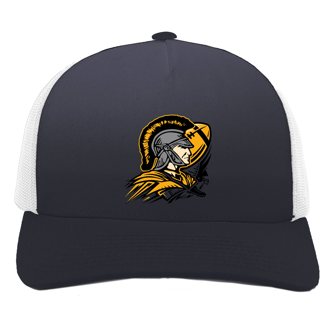 tc-trojans-football-graphic-v2-pacific-headwear-5-panel-trucker-snapback-cap — Navy/White — Front — source sha256 6883209d63e9934c07bd681bec7d06ba13d9bcdd46d74ffe687d021f90efe6b0 — Color position 1