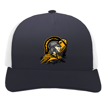 tc-trojans-football-graphic-v2-pacific-headwear-5-panel-trucker-snapback-cap — Navy/White — Front — source sha256 6883209d63e9934c07bd681bec7d06ba13d9bcdd46d74ffe687d021f90efe6b0 — Color position 1