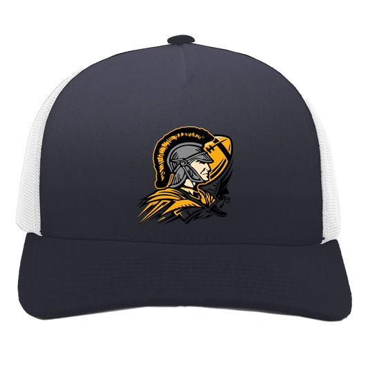 tc-trojans-football-graphic-v2-pacific-headwear-5-panel-trucker-snapback-cap — Navy/White — Front — source sha256 6883209d63e9934c07bd681bec7d06ba13d9bcdd46d74ffe687d021f90efe6b0 — Color position 1