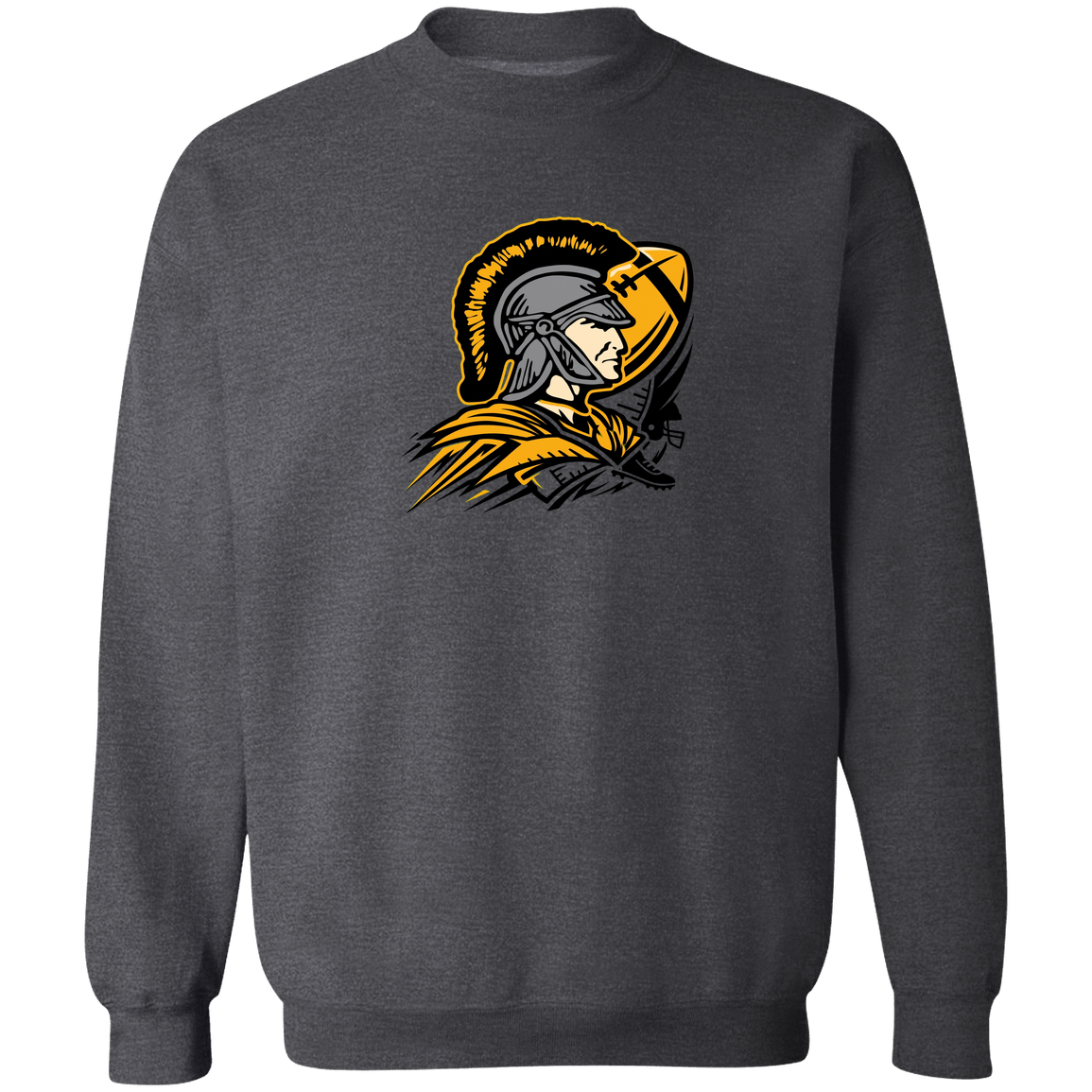 tc-trojans-football-graphic-v2-gildan-crewneck-pullover-sweatshirt — Dark Heather — Front — source sha256 6eeebbd43f737aa4efd3ff7eeba696b86d87b55db1bb49cb5588e565f863e294 — Color position 6