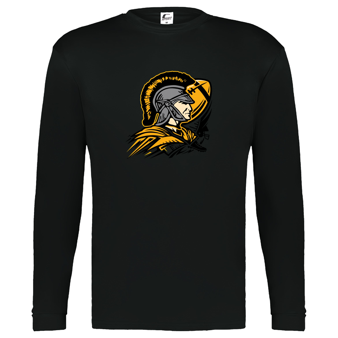tc-trojans-football-graphic-v2-c2-kids-performance-long-sleeve-tee — Black — Front — source sha256 98b6e938e6c2816e926138caf8fca025414bf2a05b94493a5f1841c9a123f64f — Color position 1