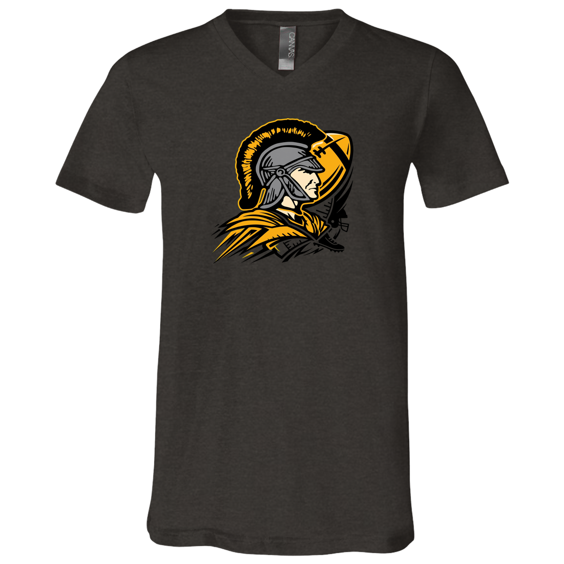 tc-trojans-football-graphic-v2-bella-canvas-unisex-jersey-ss-v-neck-t-shirt — Dark Grey Heather — Front — source sha256 cc486a2d9ba01f520a3bb932dfd3c86168c273f6306f261e29954bb1429dbefd — Color position 3