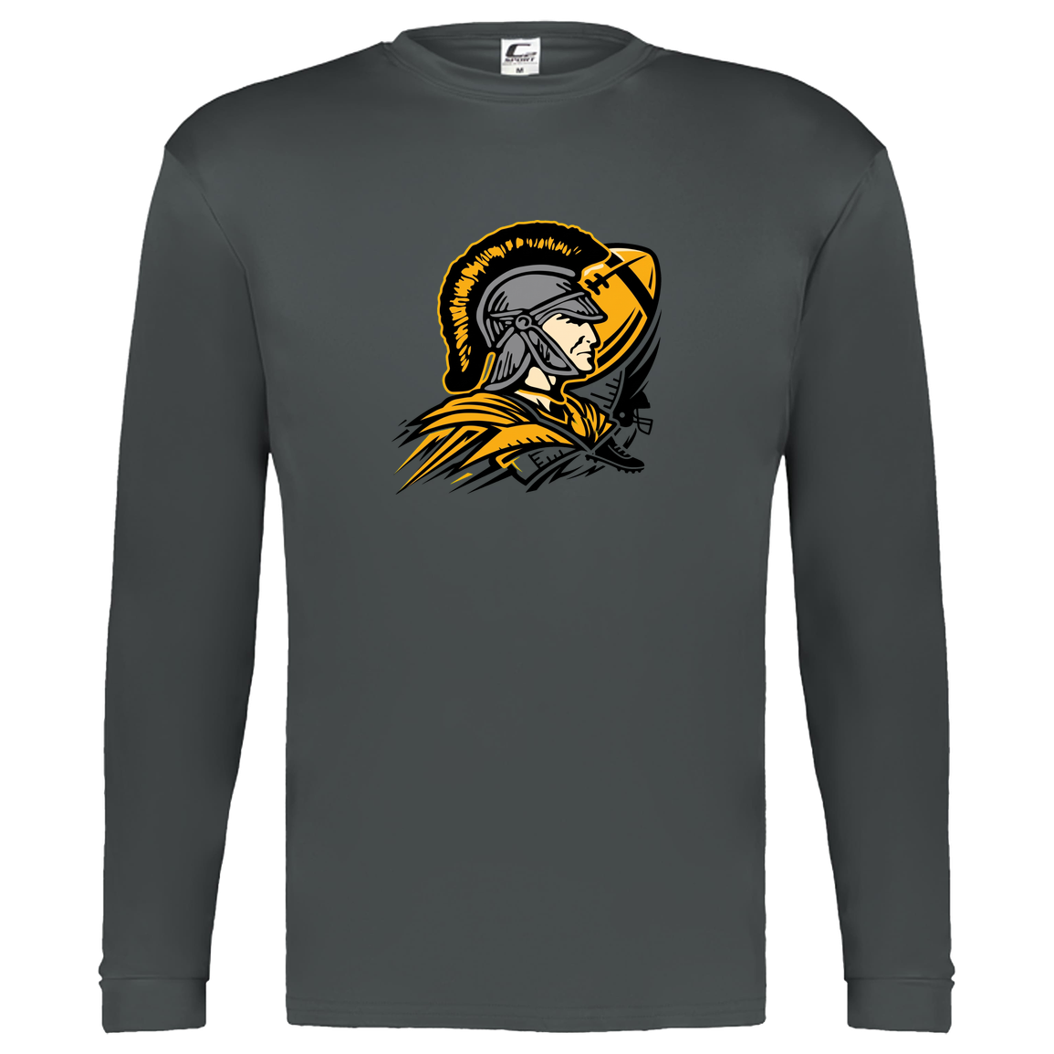 tc-trojans-football-graphic-v2-c2-kids-performance-long-sleeve-tee — Graphite — Front — source sha256 da2970df8d6d99041043afb67e6e3a3681e919909b6ed15ce23e54de53a1430d — Color position 2