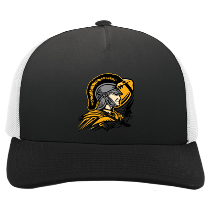 tc-trojans-football-graphic-v2-pacific-headwear-5-panel-trucker-snapback-cap — Black/White — Front — source sha256 fa19b5d249d795088992330e8098acb0cc83e8e56b0e8e41c5b0f0dd4c0c5f0b — Color position 4