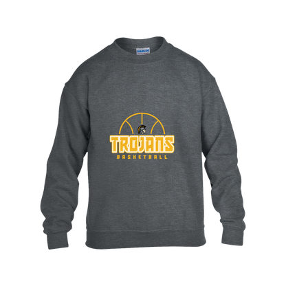 tc-trojans-hoop-horizon-gildan-kids-heavy-blend-fleece-crew — Dark Heather — Front — source sha256 2b0be7fc6f7af108ea7c6c705f58eca0a000caf579dc4d8159dc76ed1f0f6612 — Color position 2