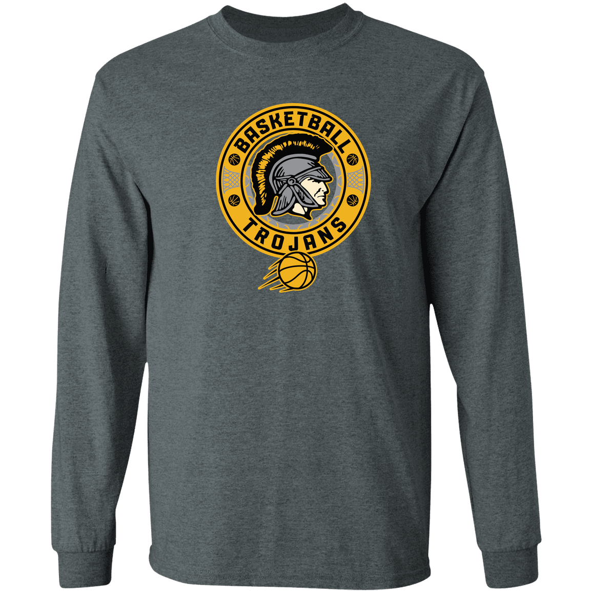 tc-trojans-retro-80s-90s-gildan-ls-t-shirt-5-3-oz — Dark Heather — Front — source sha256 128355e9bd235023638308a7e1a27d1b70aefe2d407661ca15c3dac1acfbf358 — Color position 2