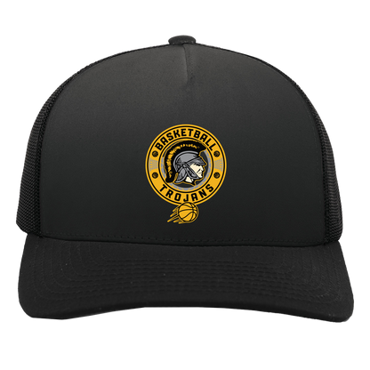 tc-trojans-retro-80s-90s-pacific-headwear-5-panel-trucker-snapback-cap — Black/Black — Front — source sha256 2ddc273b7b6ffe9bc9bdbe64e6f40aefe04db4b2372da545384470b2cf42eb34 — Color position 3