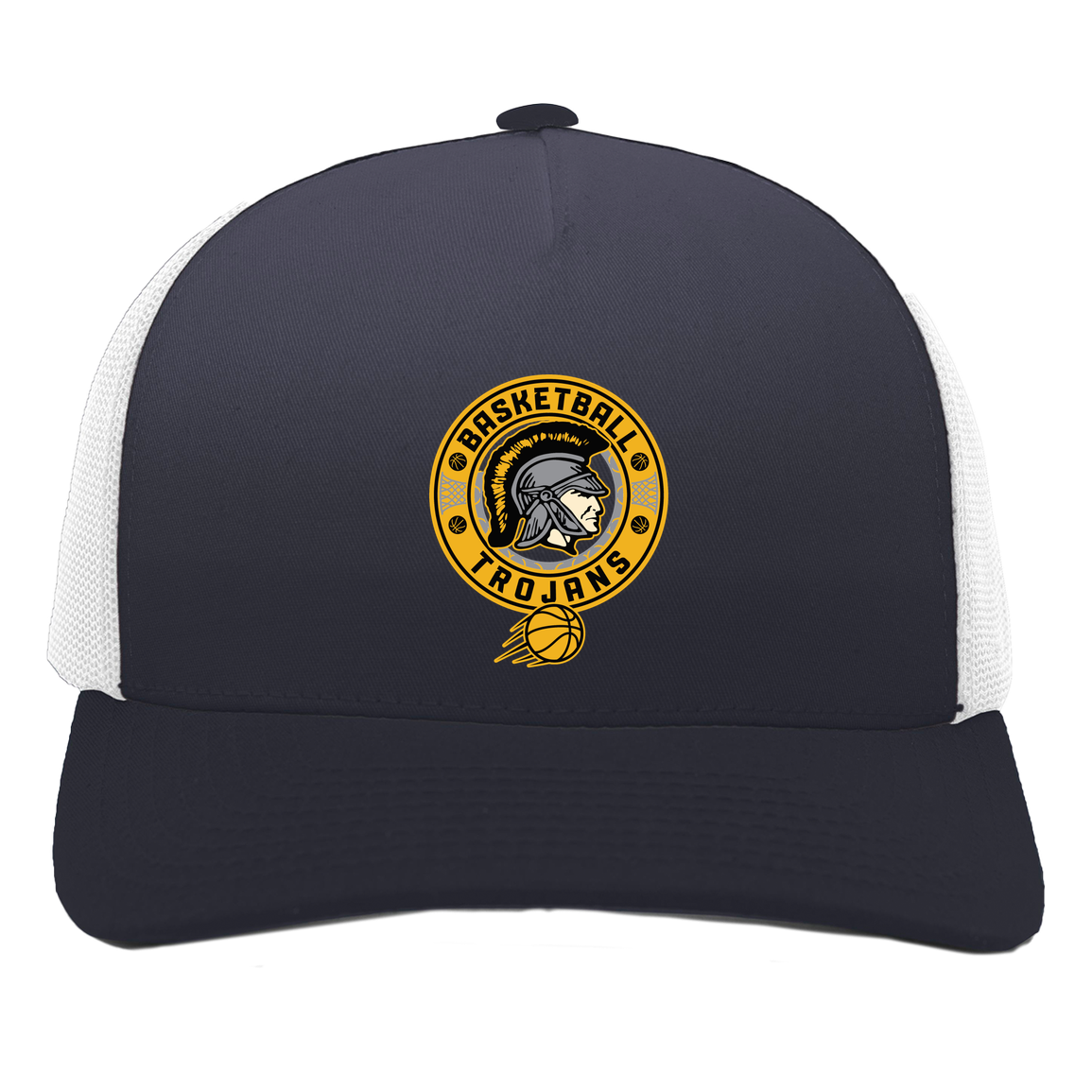 tc-trojans-retro-80s-90s-pacific-headwear-5-panel-trucker-snapback-cap — Navy/White — Front — source sha256 413ee6a216f3ac6ae2ff67225e33dba8c8e412dc74709dd613d73427a4de192a — Color position 1