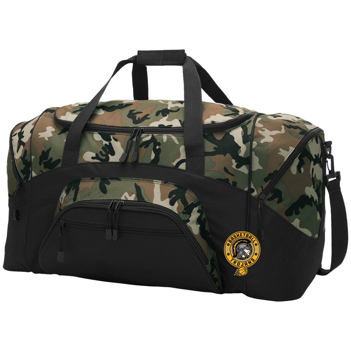 tc-trojans-retro-80s-90s-port-company-sport-duffel — Black/Camouflage — Front — source sha256 6bad920f79bf789d66751f9072d2d0f53f5516c6b323a9b20bbca1bb45b8f12a — Color position 3
