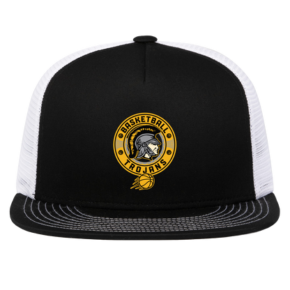 tc-trojans-retro-80s-90s-pacific-headwear-d-series-5-panel-trucker-snapback-cap — Black/White — Front — source sha256 a19d3678e8699270e20084ad3235db197251698a2f560cb51ccf1114d4a9dd75 — Color position 2