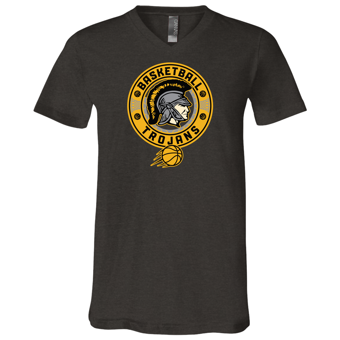 tc-trojans-retro-80s-90s-bella-canvas-unisex-jersey-ss-v-neck-t-shirt — Dark Grey Heather — Front — source sha256 a48297799c4f20869f5581a5b312ac9656bdfa2fcc2d026e5567811b67ee9588 — Color position 3