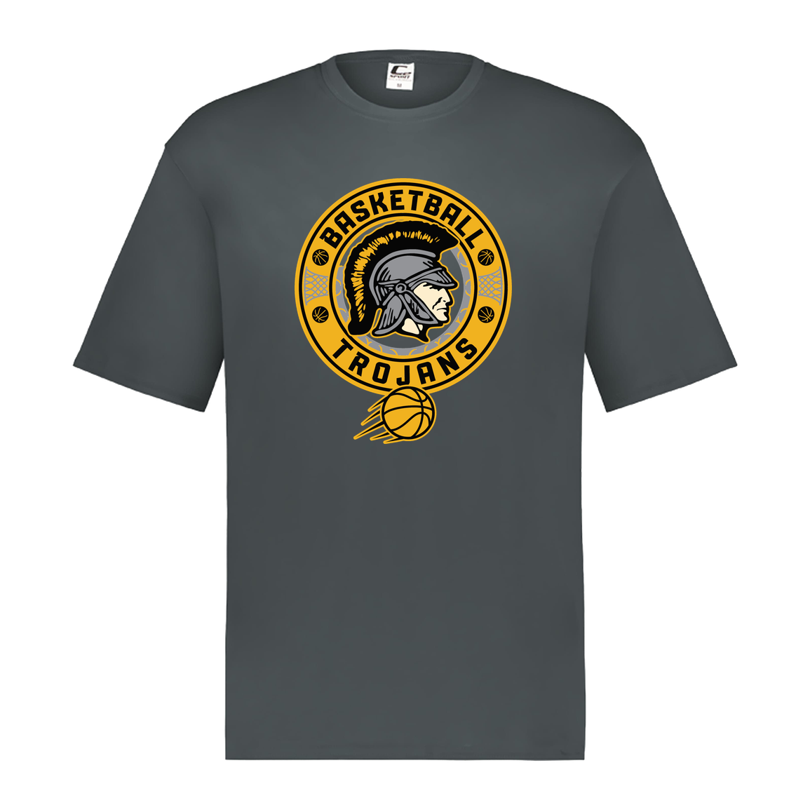 tc-trojans-retro-80s-90s-c2-mens-performance-short-sleeve-tee — Graphite — Front — source sha256 a5eeab65f89081892cd827665e924787e623b908ab38796eeabb578cb16fc287 — Color position 2