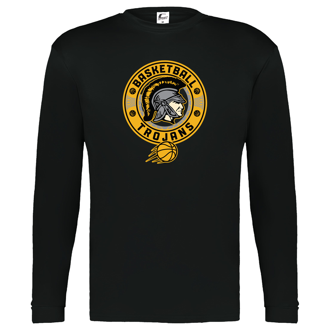 tc-trojans-retro-80s-90s-c2-kids-performance-long-sleeve-tee — Black — Front — source sha256 c0adbcc8cb91dec345dcc847204c8246dd39c75562cf708cec1da5941a99de8d — Color position 1