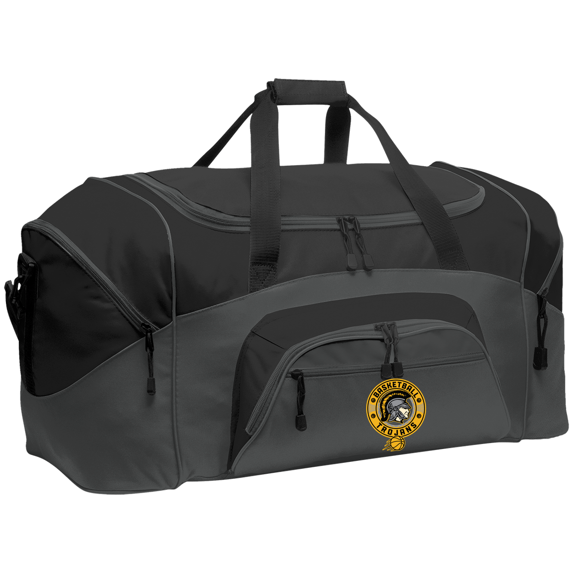 tc-trojans-retro-80s-90s-port-company-sport-duffel — Dark Charcoal/Black — Front — source sha256 c5d416d135afc732042c8c75959f0b16156b9c0bba269703a1be4c17bf5bad4f — Color position 2
