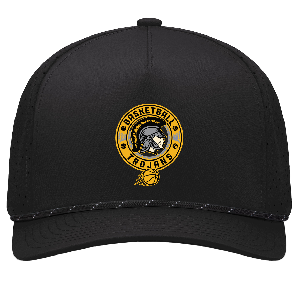 tc-trojans-retro-80s-90s-pacific-headwear-weekender-perforated-snapback-cap — Black/Black — Front — source sha256 d504a619e2905a3be76f210f477ce2e8031d2811a8fa8447c64070e22085613a — Color position 1