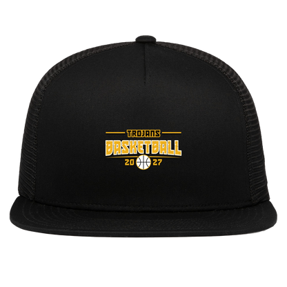 tc-trojans-season-arc-pacific-headwear-d-series-5-panel-trucker-snapback-cap — Black — Front — source sha256 139fb2707f8280e1716bce5fd005b86c017727e2e431563fe0cfa728fb1912aa — Color position 1