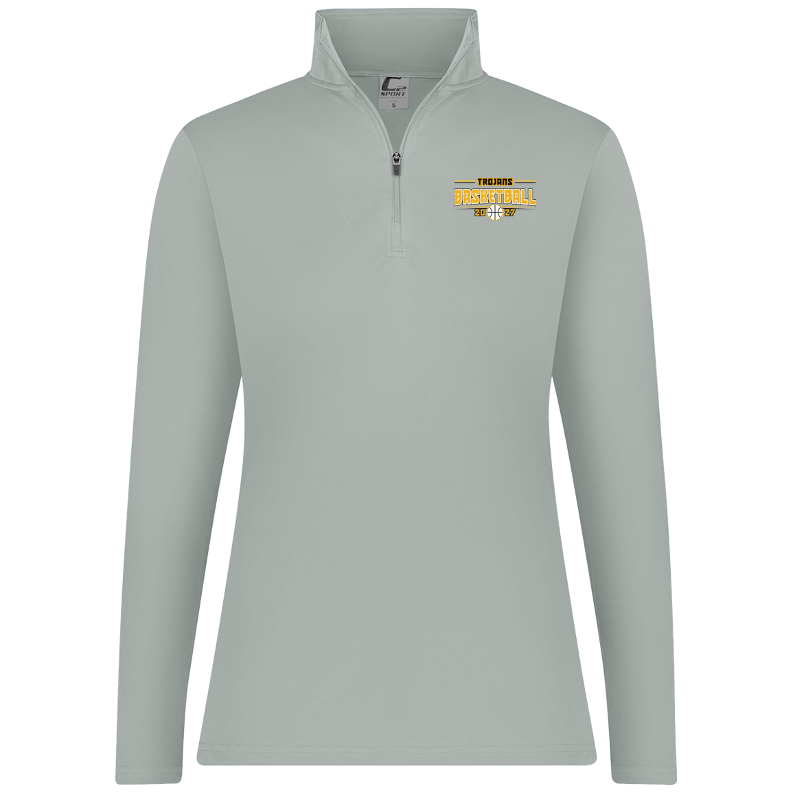 tc-trojans-season-arc-c2-womens-1-4-zip-pullover — Silver — Front — source sha256 1efedbf1650295a5756608b47cfd220fd0f73f161d50d85fa131fbffd48d67c2 — Color position 2