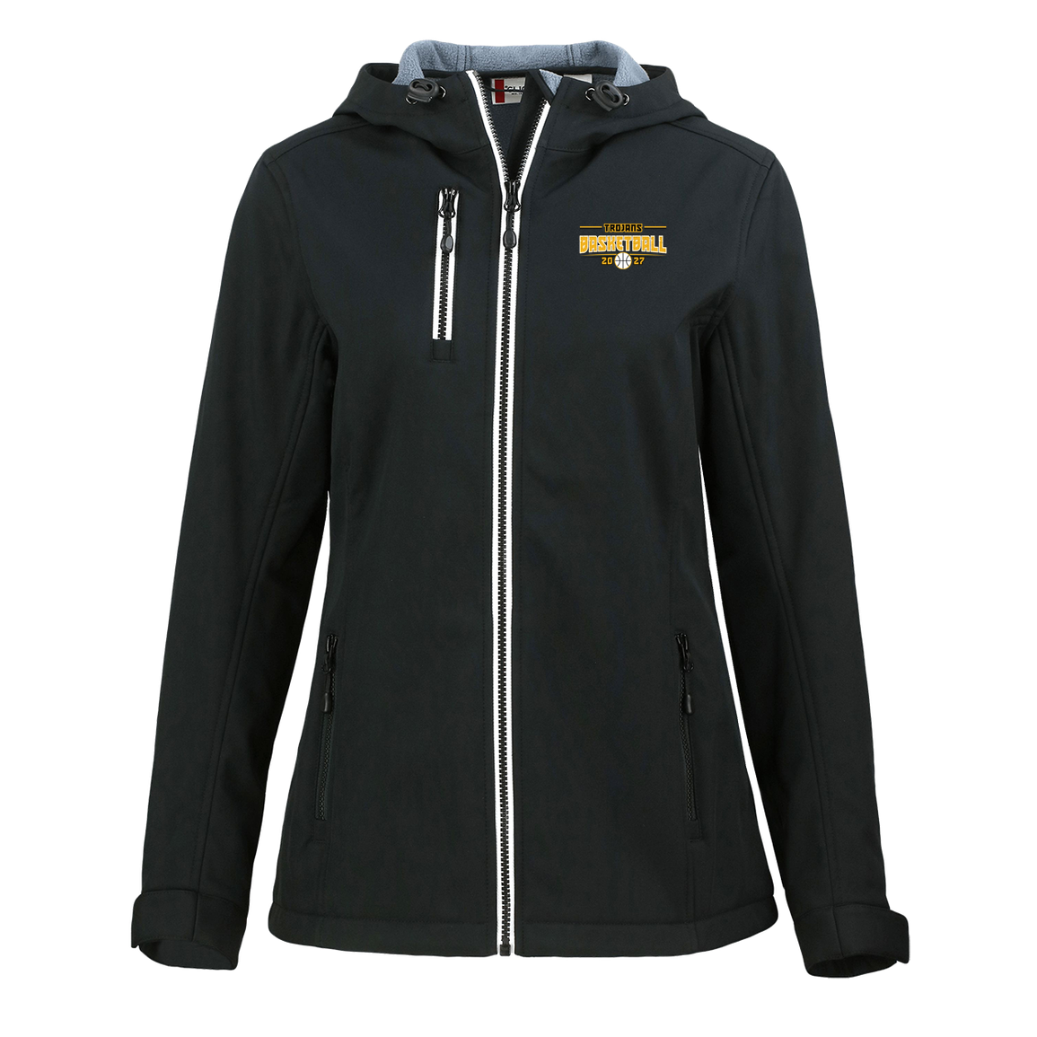 tc-trojans-season-arc-clique-womens-eco-stretch-softshell-jacket — Black — Front — source sha256 41b222310b7353b48857e71a73eb7ef066e135e977856874bf0772ef11cad72c — Color position 1