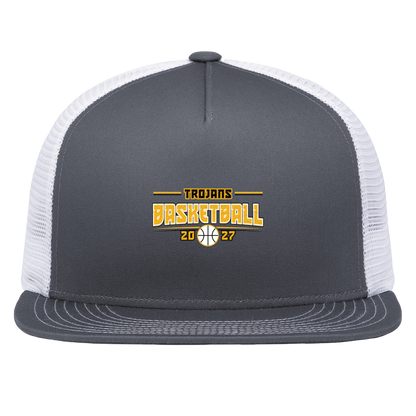 tc-trojans-season-arc-pacific-headwear-d-series-5-panel-trucker-snapback-cap — Graphite/White — Front — source sha256 f2d8c189a33aa7c46e43bd6aeaaa285607de0f94608301a70f3a7892dac2d360 — Color position 4