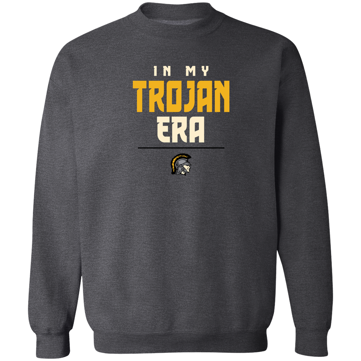 tc-trojans-sport-era-stack-3600x4200-gildan-crewneck-pullover-sweatshirt — Dark Heather — Front — source sha256 13a97a3047468580ec212937d817e5458a7aa97672e7b6647905216d63aafe17 — Color position 6