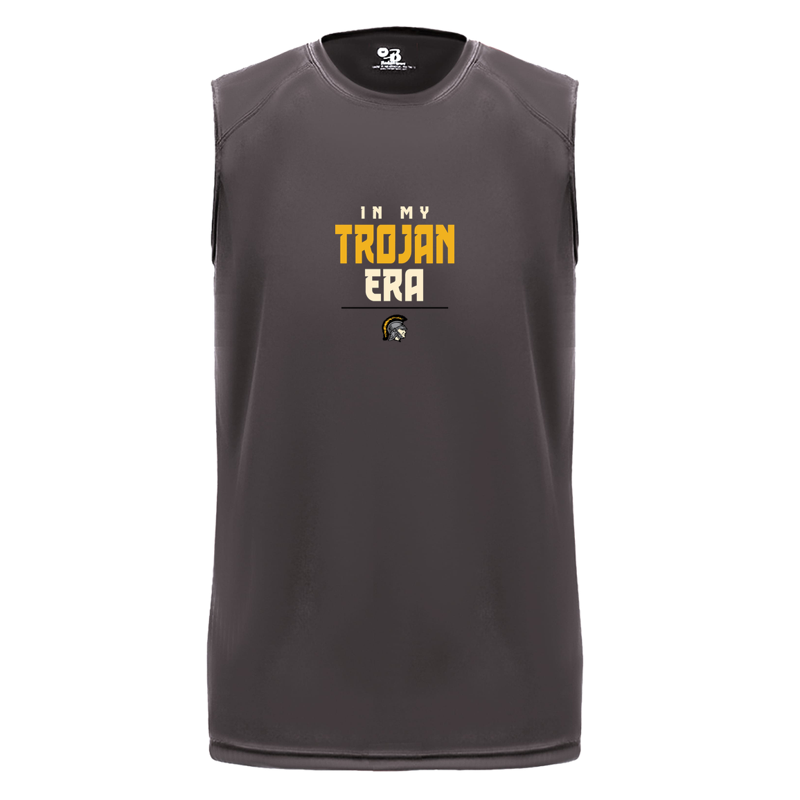 tc-trojans-sport-era-stack-3600x4200-badger-b-core-sleeveless-performance-tee — Graphite — Front — source sha256 f17ad1c07ce41ea2d82b3719841a7b8e9cff4592fde5a5a4324393da61f085c9 — Color position 2