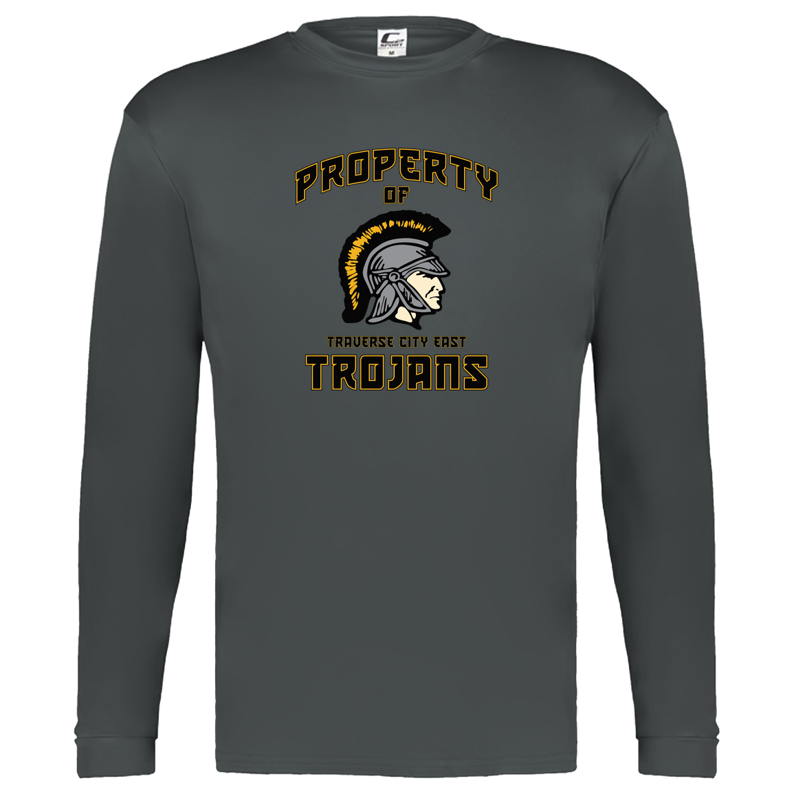 tc-trojans-sport-property-of-3600x4200-c2-kids-performance-long-sleeve-tee — Graphite — Front — source sha256 4a02723a0584ac30bb597caf161a57ad521c386828ec5b232f2693a58526506f — Color position 2