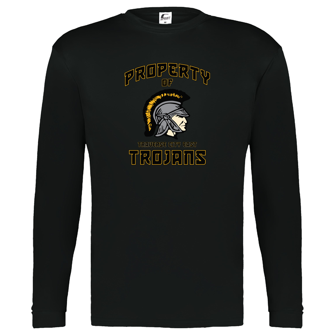 tc-trojans-sport-property-of-3600x4200-c2-kids-performance-long-sleeve-tee — Black — Front — source sha256 78bfd736c709002d69621da60d9fc3db80a9273eec5e0f837e4b171dc90d7043 — Color position 1