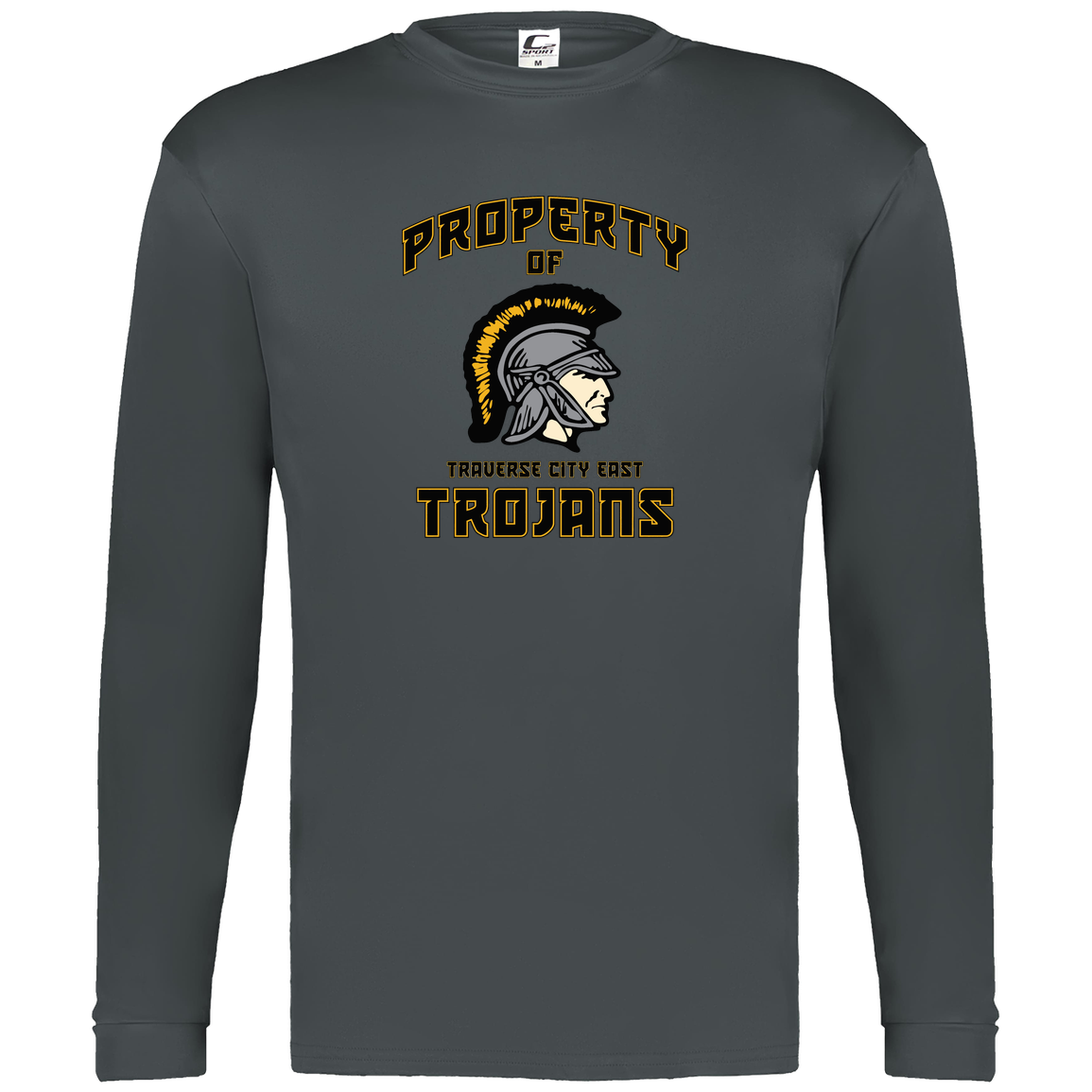 tc-trojans-sport-property-of-3600x4200-c2-mens-performance-long-sleeve-tee — Graphite — Front — source sha256 e456450427c2ffa45d4928032361e78f3bd729ced124ab34fab691680415f281 — Color position 2