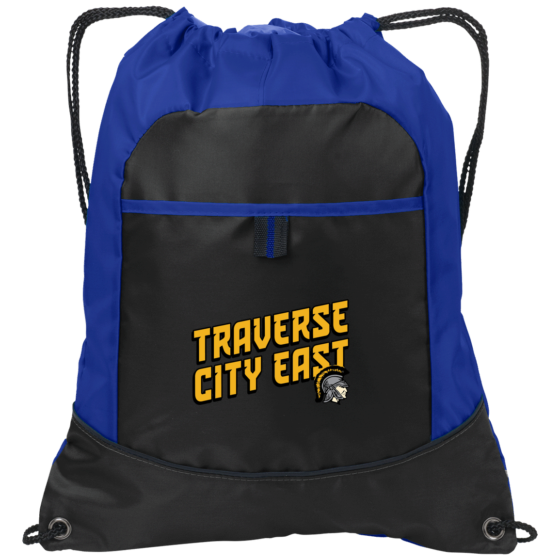 tc-trojans-sport-retro-script-3600x4200-port-authority-pocket-cinch-pack — Black/Hyper Blue — Front — source sha256 280ecd7cab8df6616ab7d969604b842fb6b54ed7c12100f0b6f3a90ceaace374 — Color position 1