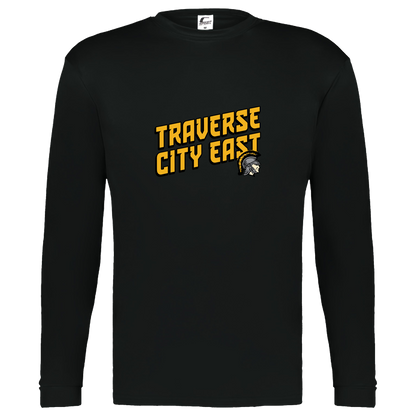 tc-trojans-sport-retro-script-3600x4200-c2-kids-performance-long-sleeve-tee — Black — Front — source sha256 3306ec3a98cf43d9da47fd45bde682734eece20709d82c0c9bbbbd119070a997 — Color position 1